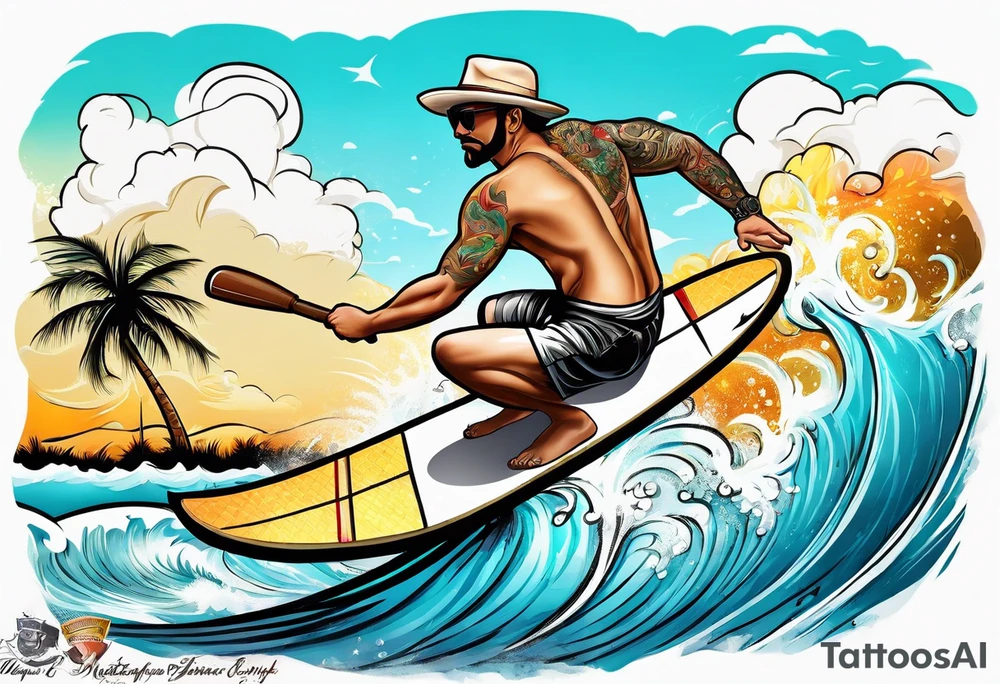 Dad surfing golfing cigars tattoo idea