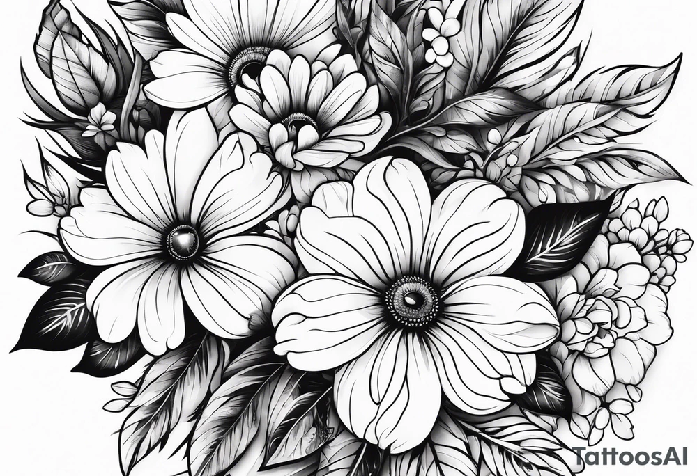 Paw print made with flowers tattoo idea