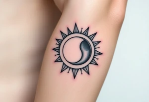 sun and moon in constellation patterns tattoo idea