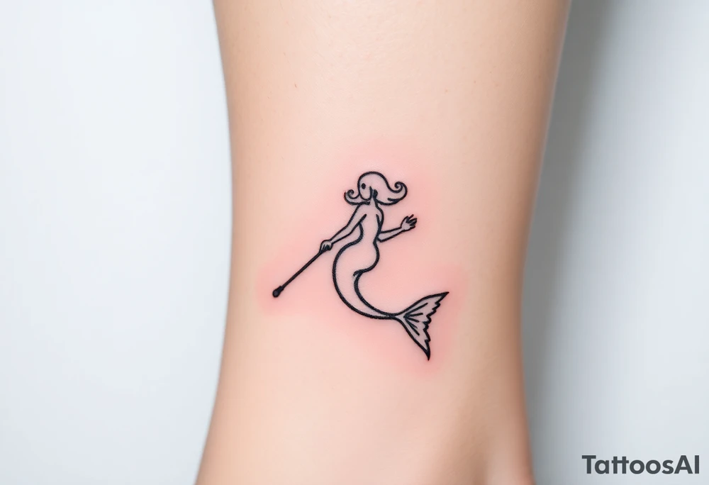 Mermaid with crutches tail tattoo idea