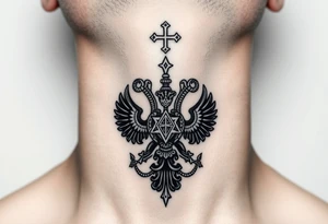 russian christian orthodox military neck design front facing tattoo idea