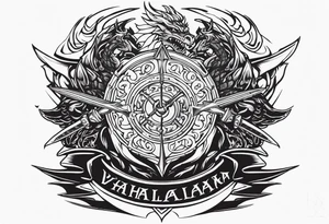 Valhalla sword ship dragon shield tattoo idea