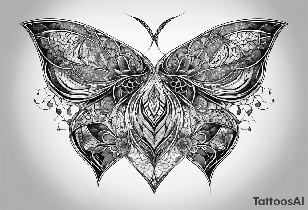 simple shape, dimond shape, split in two distinct parts that are symmetrical, resembling lungs or breathing tattoo idea
