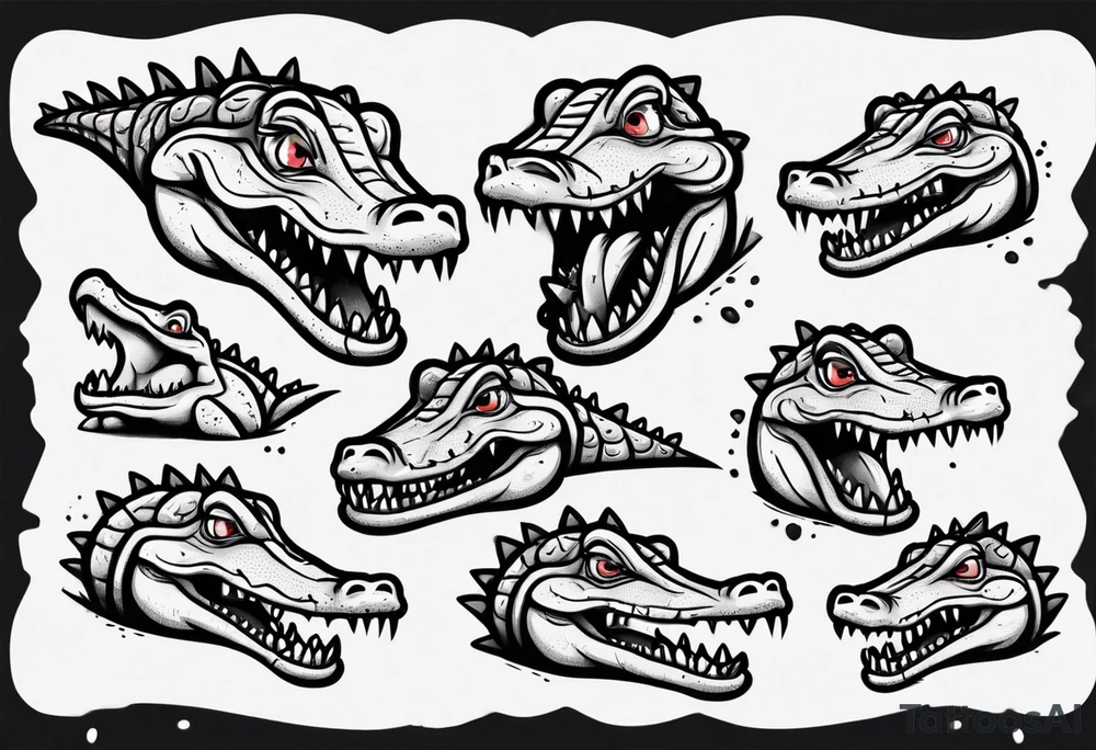 cute cartoon crocodile crying tattoo idea
