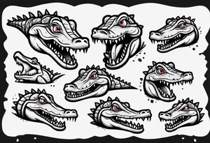 cute cartoon crocodile crying tattoo idea