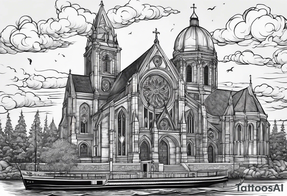 cathedral on fire tattoo idea