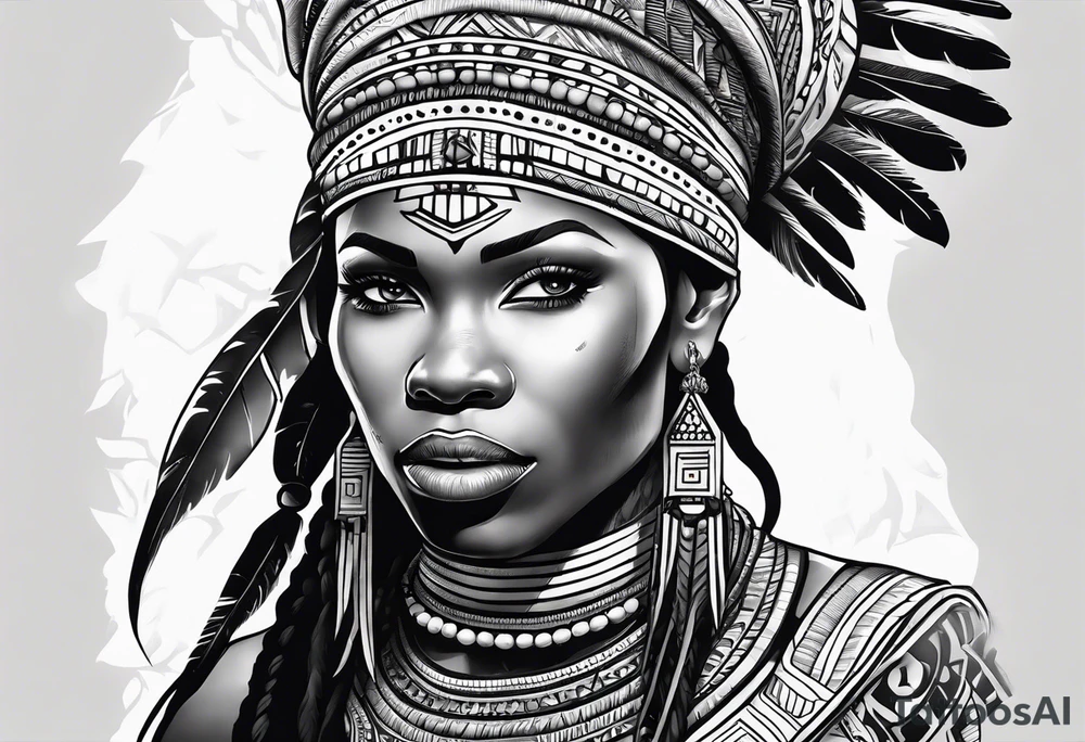 african, tribal, war tattoo idea