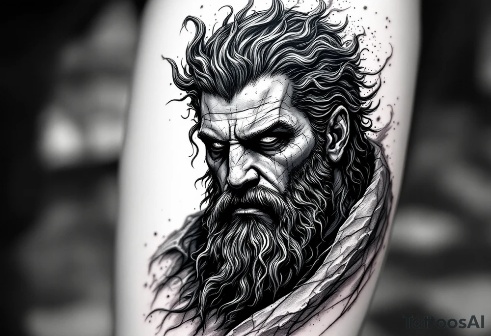 Hades stone portrait Greek mythology tattoo idea