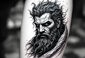 Hades stone portrait Greek mythology tattoo idea
