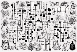 The words Maggie and Lucas in a crossword puzzle tattoo idea