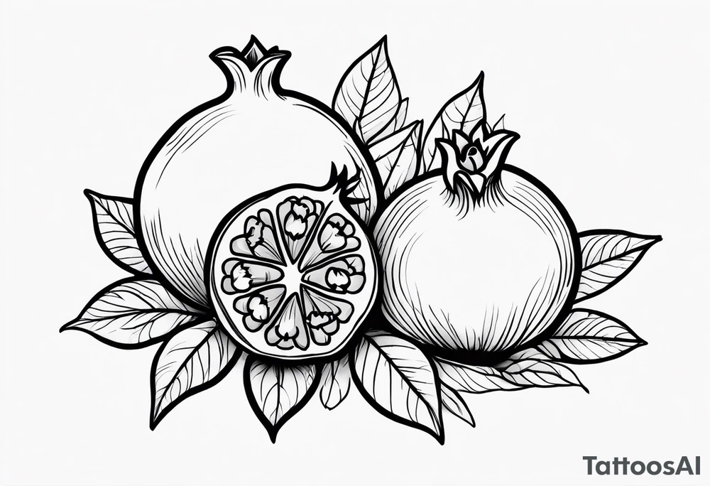 2 pomegranates with flowers tattoo idea