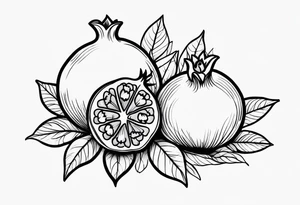 2 pomegranates with flowers tattoo idea