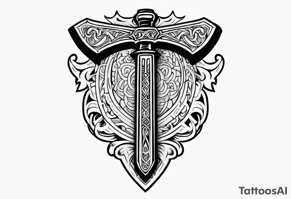 Valhalla axe sword tattoo idea
