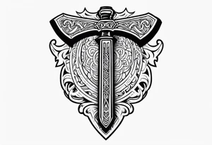 Valhalla axe sword tattoo idea