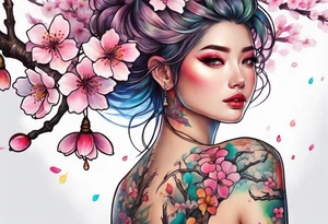 Cherry blossom rainbow tattoo idea