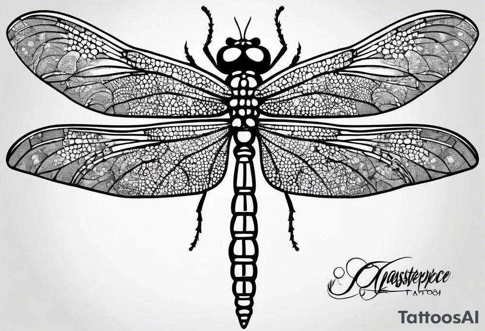 Dragonfly with name Okah and Heather tattoo idea