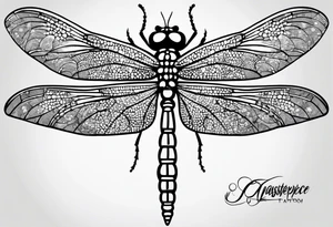 Dragonfly with name Okah and Heather tattoo idea