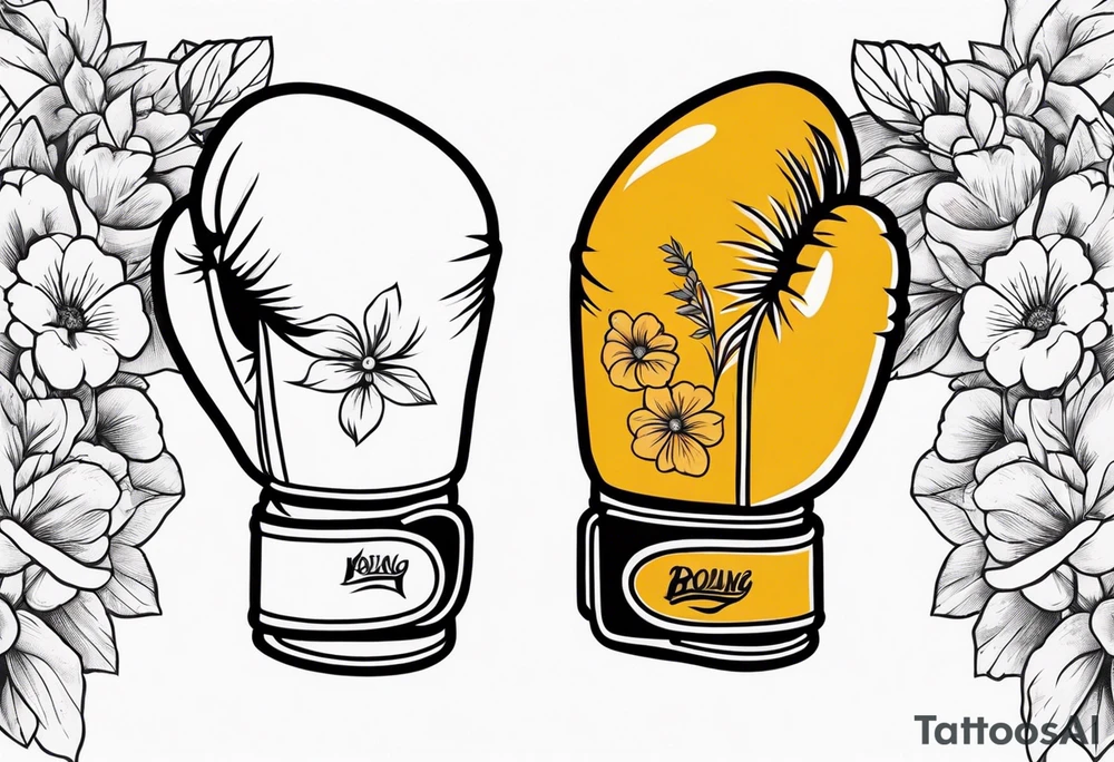 boxing gloves and flowers tattoo idea
