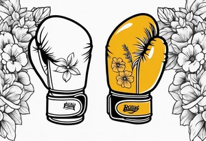 boxing gloves and flowers tattoo idea