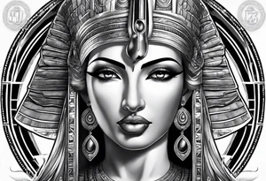 black and gray photo realistic goddess isis tattoo idea