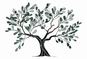 eucalyptus branch in the shape of a tree. tattoo idea