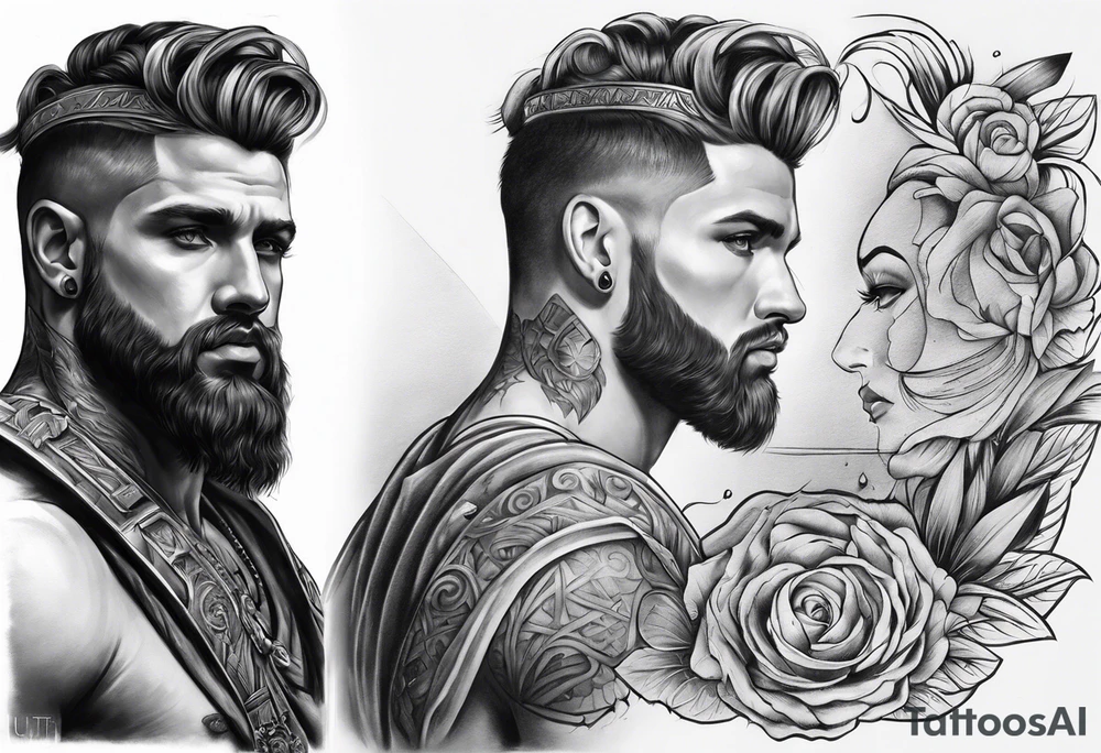 roman inspired half sleeve tattoo idea