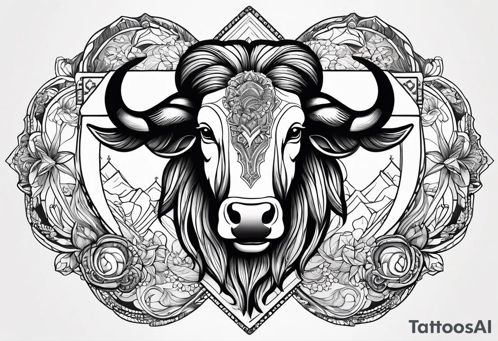 Taurus symbol, Aquarius symbol, Libra symbol, combination, family, no animals tattoo idea