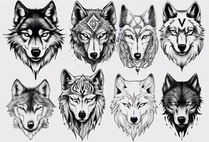 Split woman wolf tattoo idea
