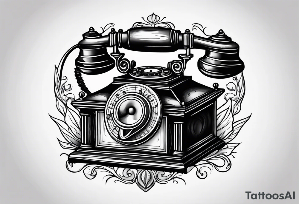 vintage phonograh tattoo idea