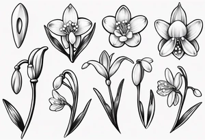Snowdrop and jewels tattoo idea