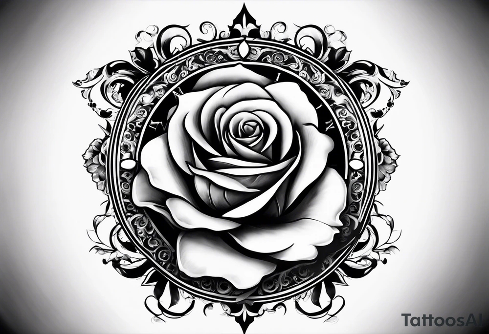 eine Taschenuhr mit einer Rose tattoo idea