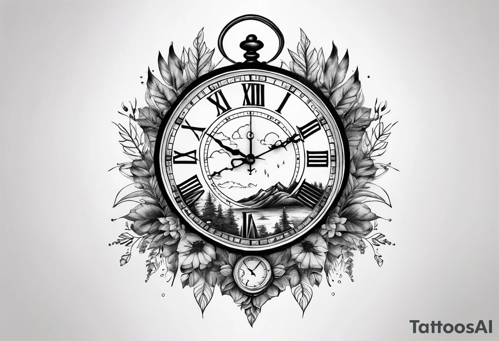 nature element clock memorial tattoo simple design tattoo idea nature element clock memorial tattoo simple design tattoo idea