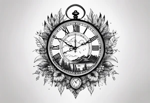 nature element clock memorial tattoo simple design tattoo idea