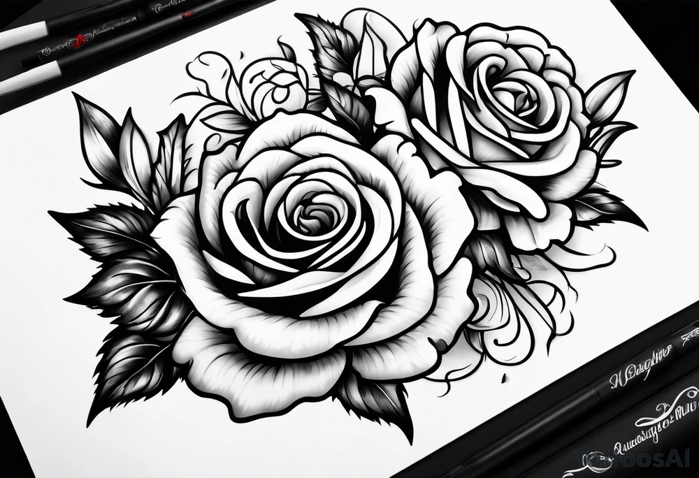 A lighting with roses around it tattoo idea