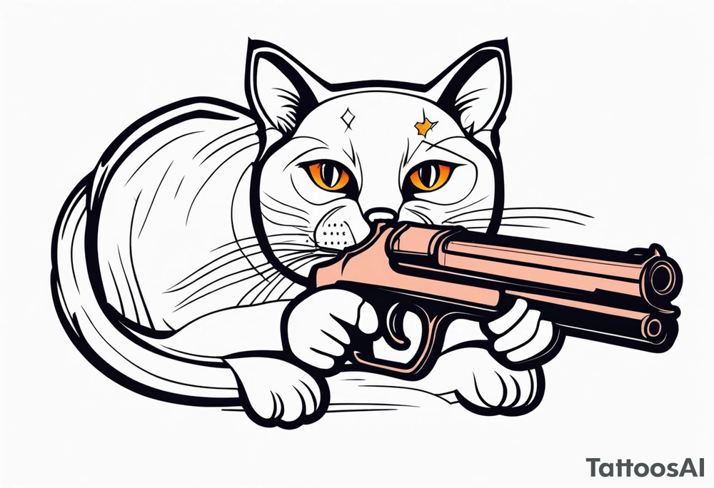 Cat with gun tattoo idea