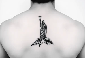 Moses is holding on the mountain the ten commandements tattoo idea