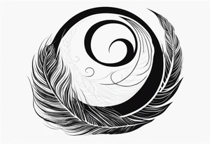 black and white peacock with infinity symbol in feather and moon above tattoo idea