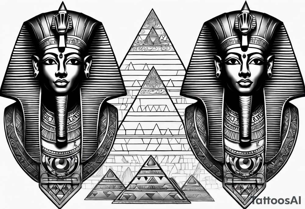 egyptian gods full sleeve with eye of ra the pyramids tattoo idea