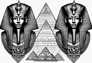 egyptian gods full sleeve with eye of ra the pyramids tattoo idea
