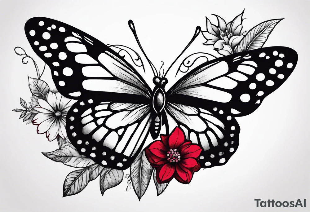 Flowers with "Ruby" and butterflies around it tattoo idea Flowers with "Ruby" and butterflies around it tattoo idea