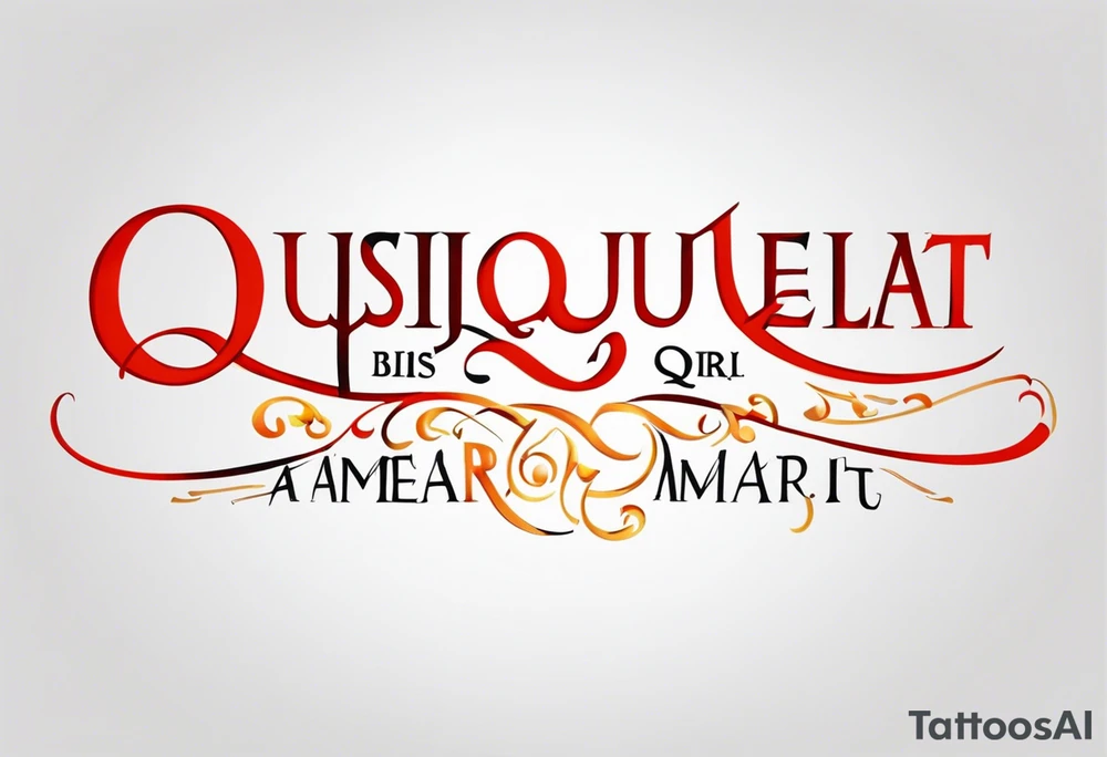 Script as an armband: "Quisquis amat valeat, pereat quid nescit amare, bis tanto pereat quisquis amare vetat" tattoo idea