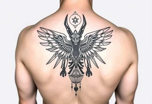 "Anubis in ufo 

Style: sacral geometry blackwork. Thigh/calf placement." tattoo idea