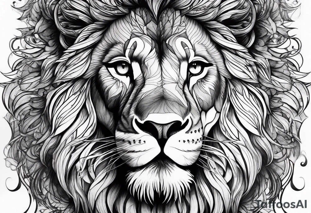 powerful majestic lion, close-up tattoo idea