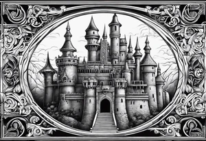Labyrinth Castle with bell tattoo idea