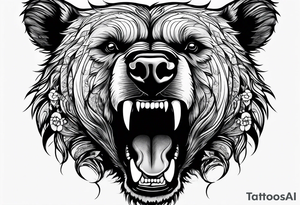 bear showing teeth tattoo idea