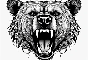 bear showing teeth tattoo idea