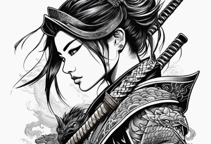 beautiful female samurai with a dragon tattoo idea