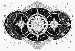 Galaxy with Gemini and Capricorn constellations tattoo idea