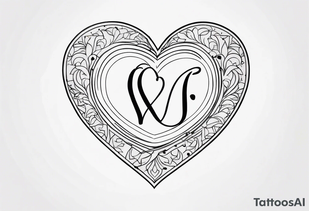Heart with initials tattoo idea