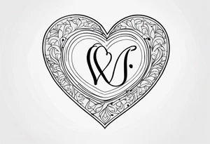 Heart with initials tattoo idea